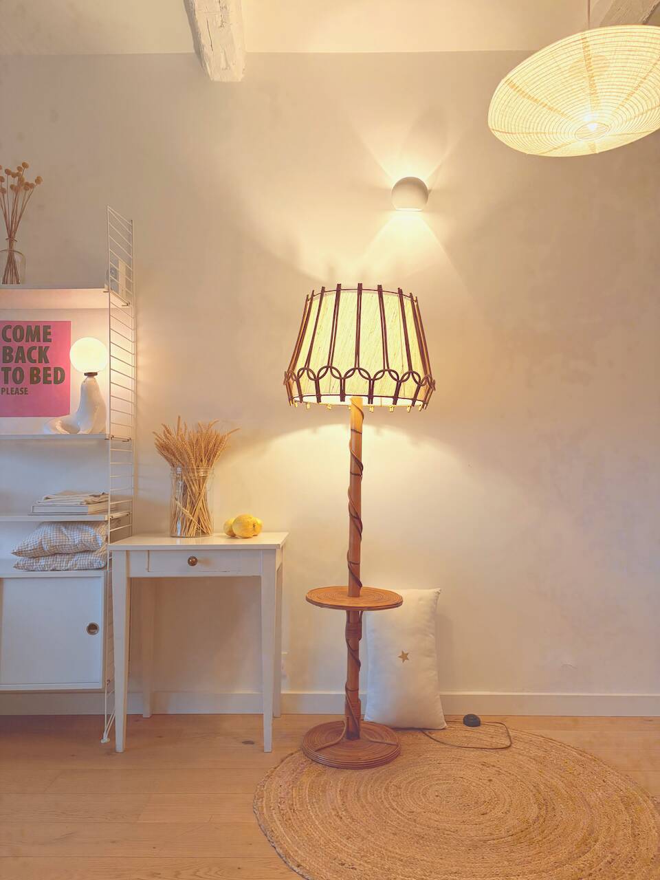 Vintage rattan floor lamp