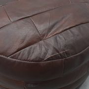 Round Patchwork Leather Pouf, Switzerland, 1970s