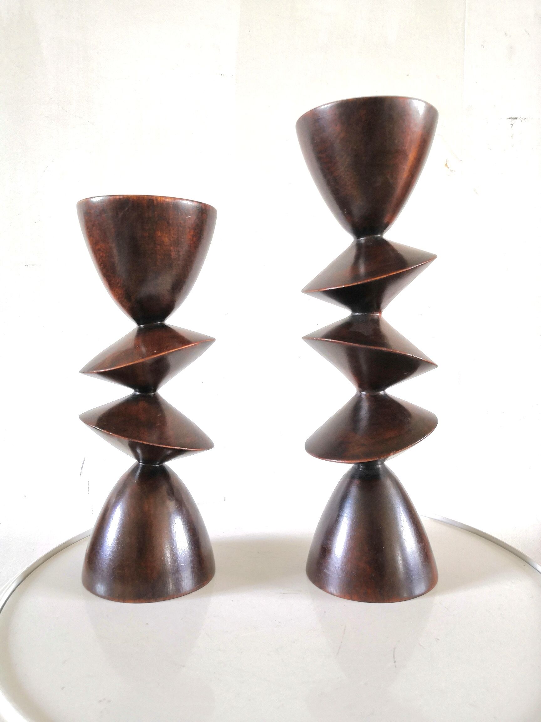 Pair of ebony candle holders design