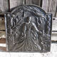 Old Cast Iron Fireplace Plate Decoration "Marie-Stuart"
