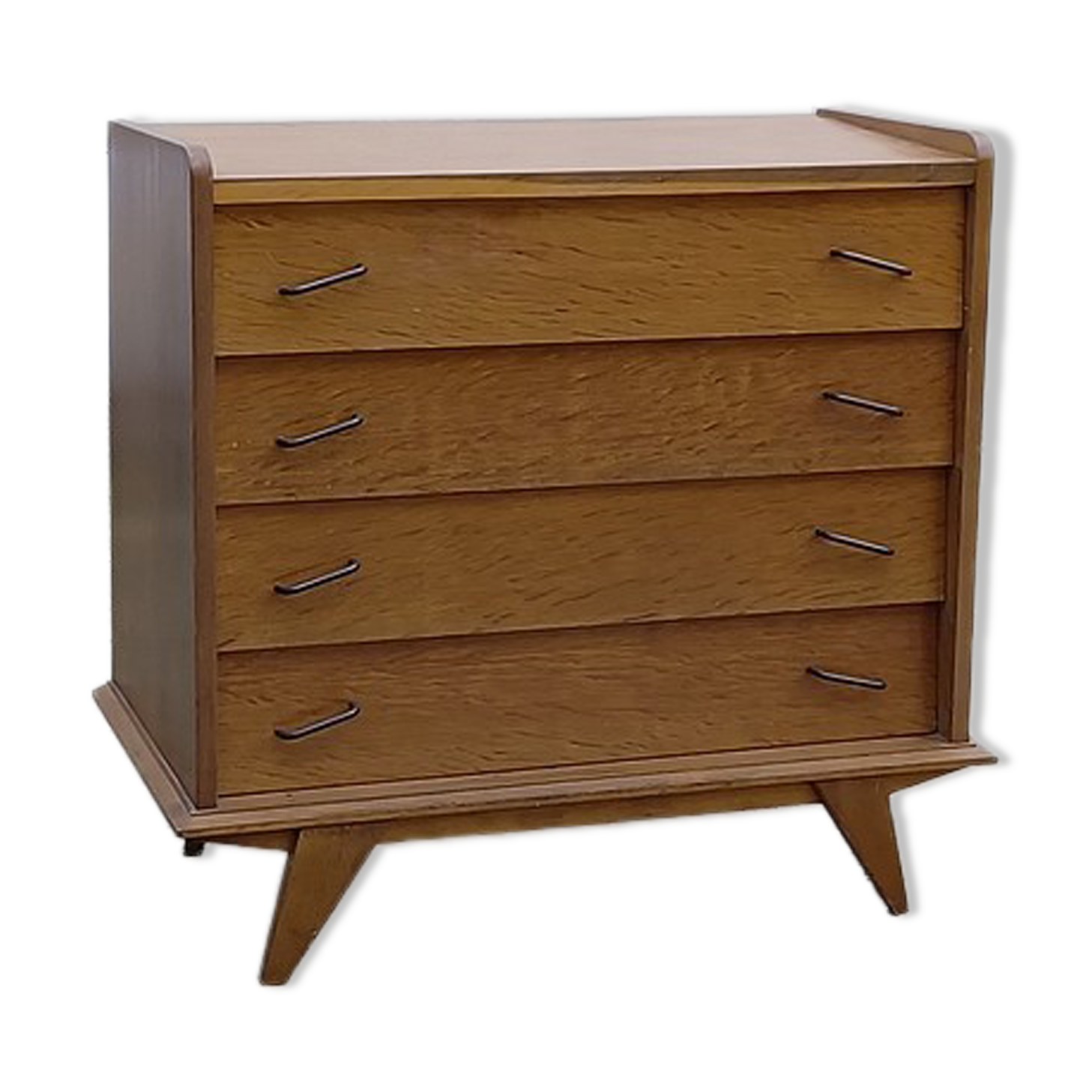 Vintage chest of drawers wood compass feet 1950s