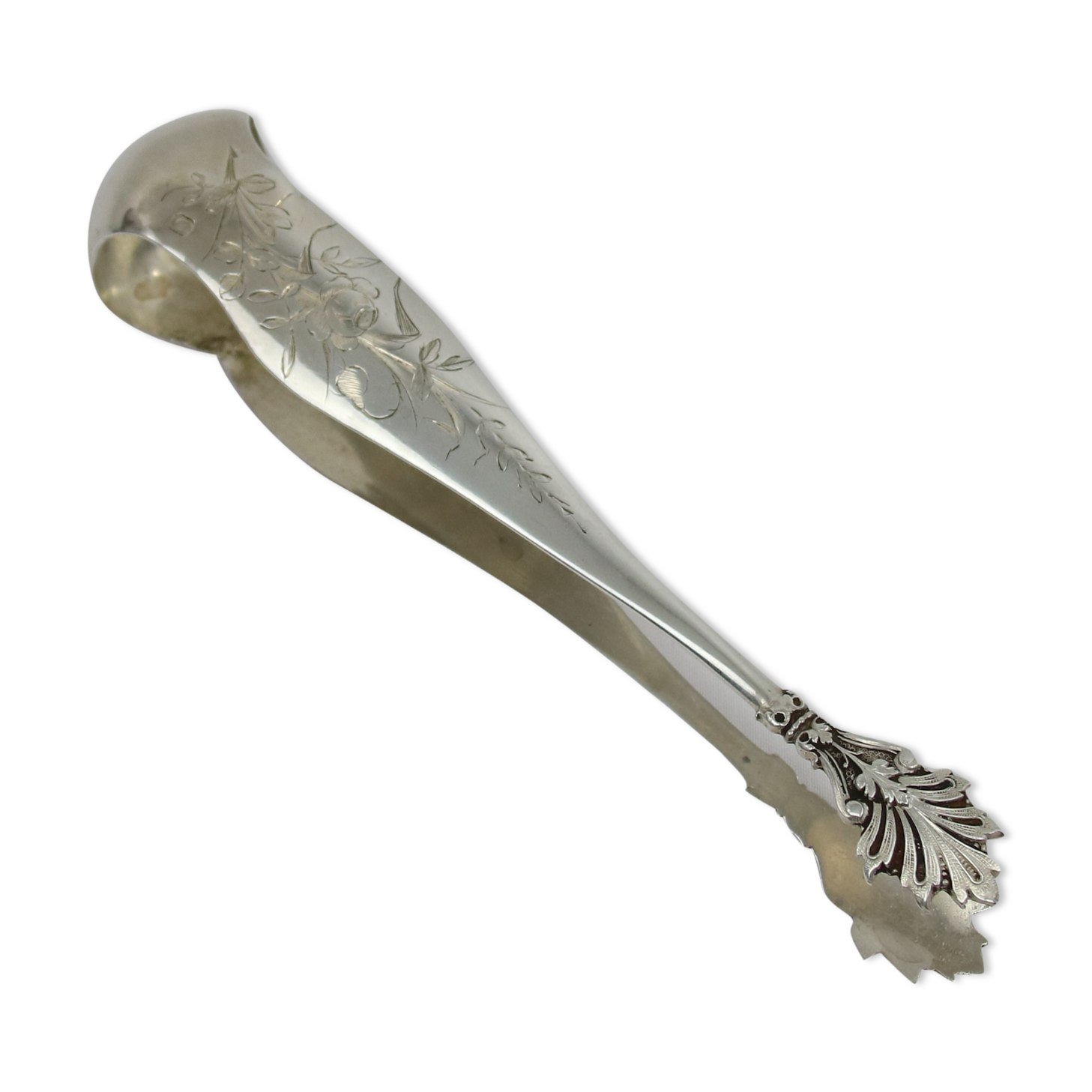 Acanthus-leaf sugar pinch in solid silver acanthus leaf