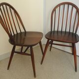 pair of Ercol Windsor BSHG 1960 2056 vintage decor dining chairs 60s