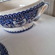 Antique earthenware tureen by Émile Tessier (1887-1971), Malicorne, France