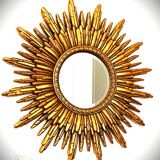 Mirror sun wood gold leaf, 88 cm