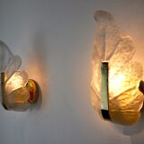 Pair of "leaf" wall lamps by Carl Fagerlund, Murano glass, Germany, 1970