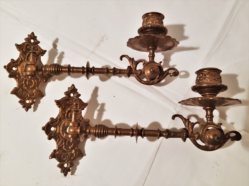 pair of candlesticks, a candle, piano 19th in bronze