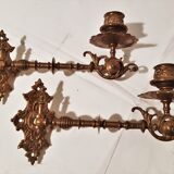 pair of candlesticks, a candle, piano 19th in bronze