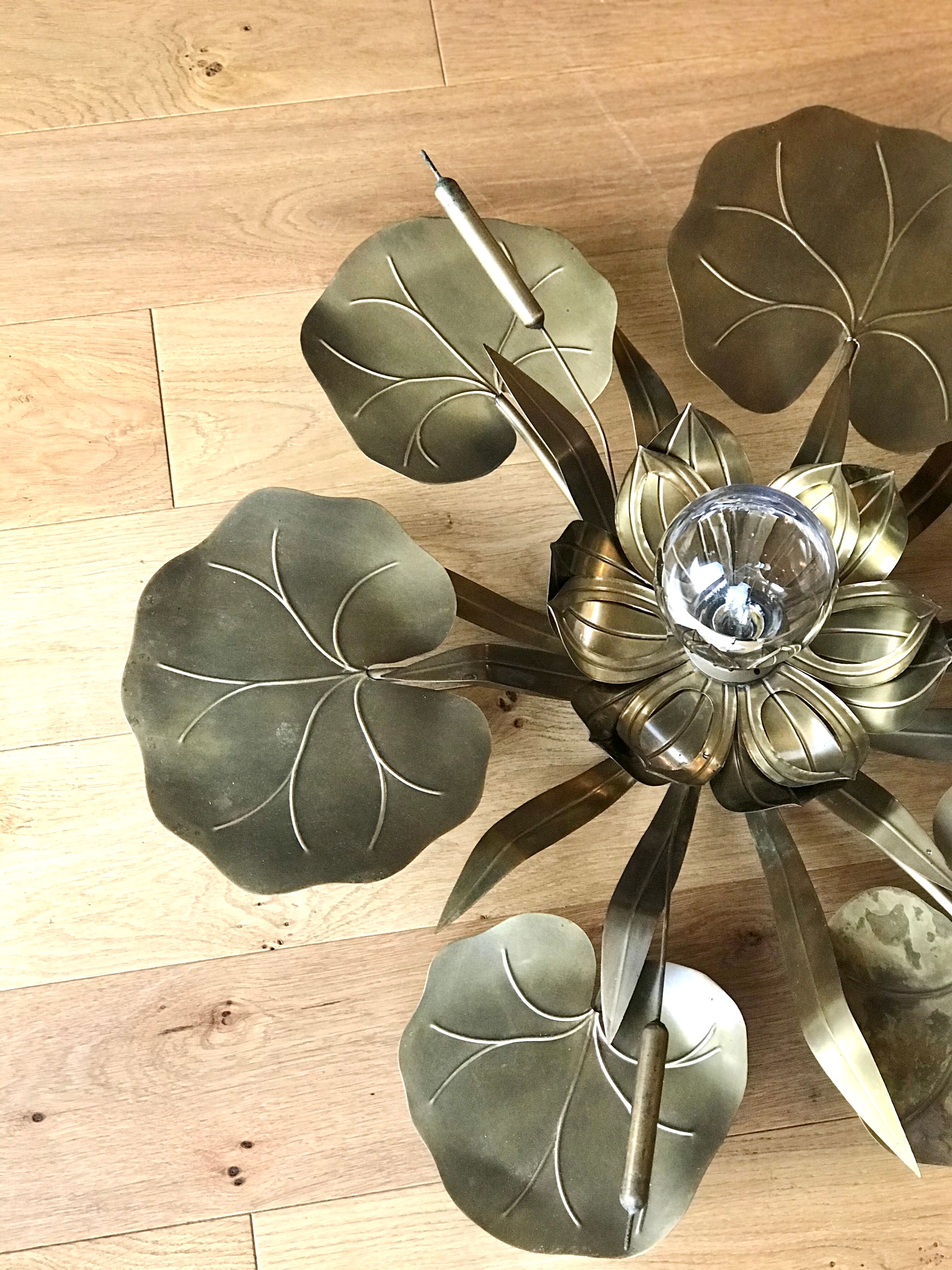 Water lily golden brass ceiling lamp