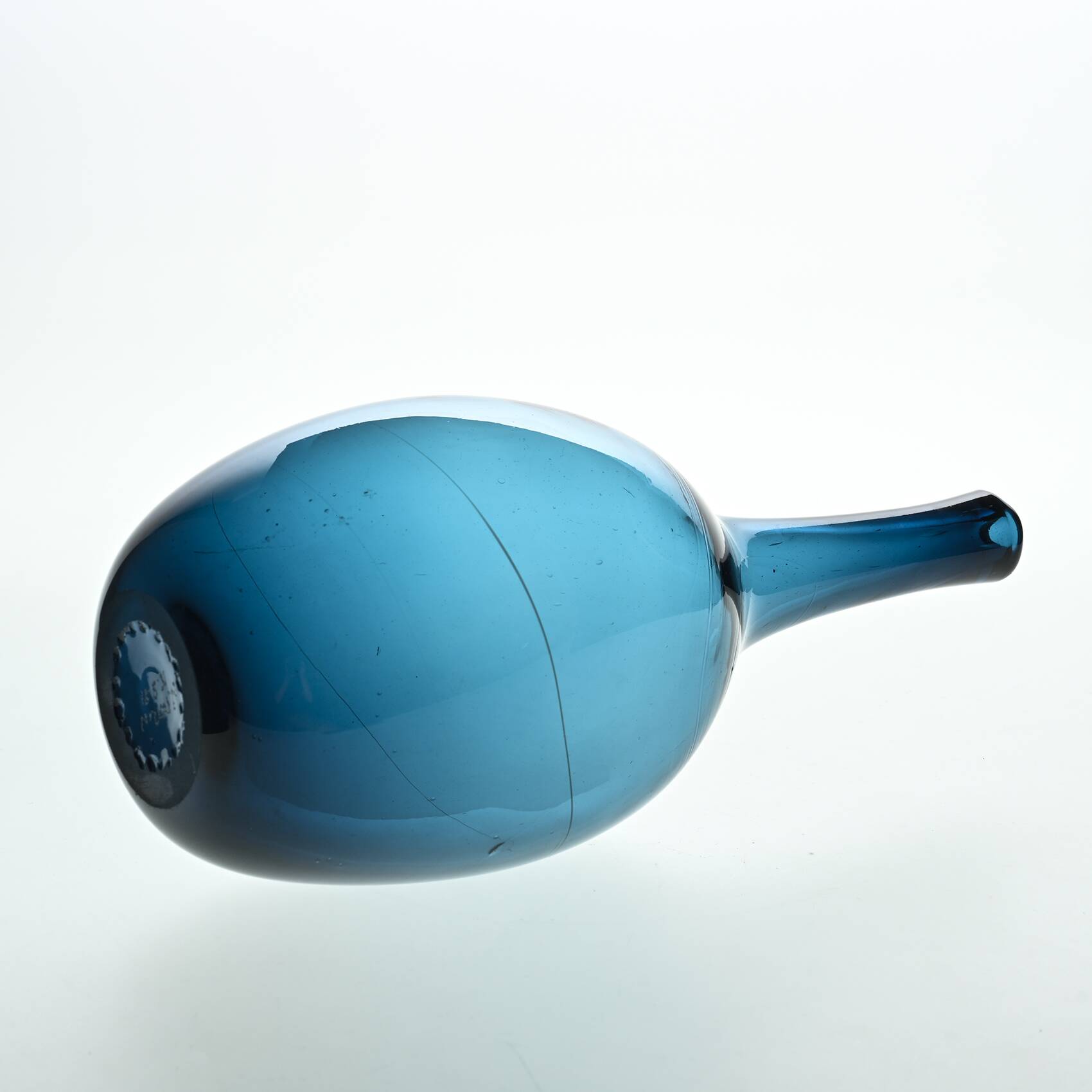 Large blue blown glass soliflore by Nicolas Morin, 1981