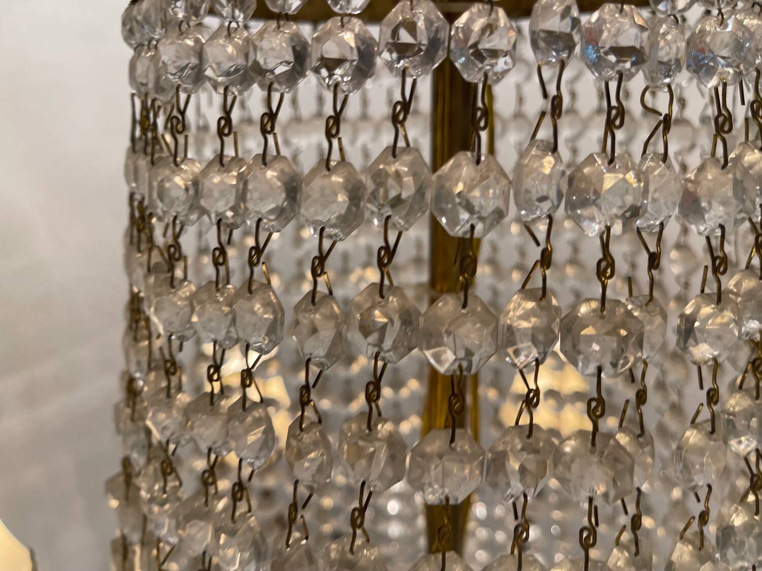Extra Large Bronze Crystal Chandelier 1950’s