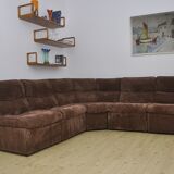 Brown corduroy modular sofa, 70s