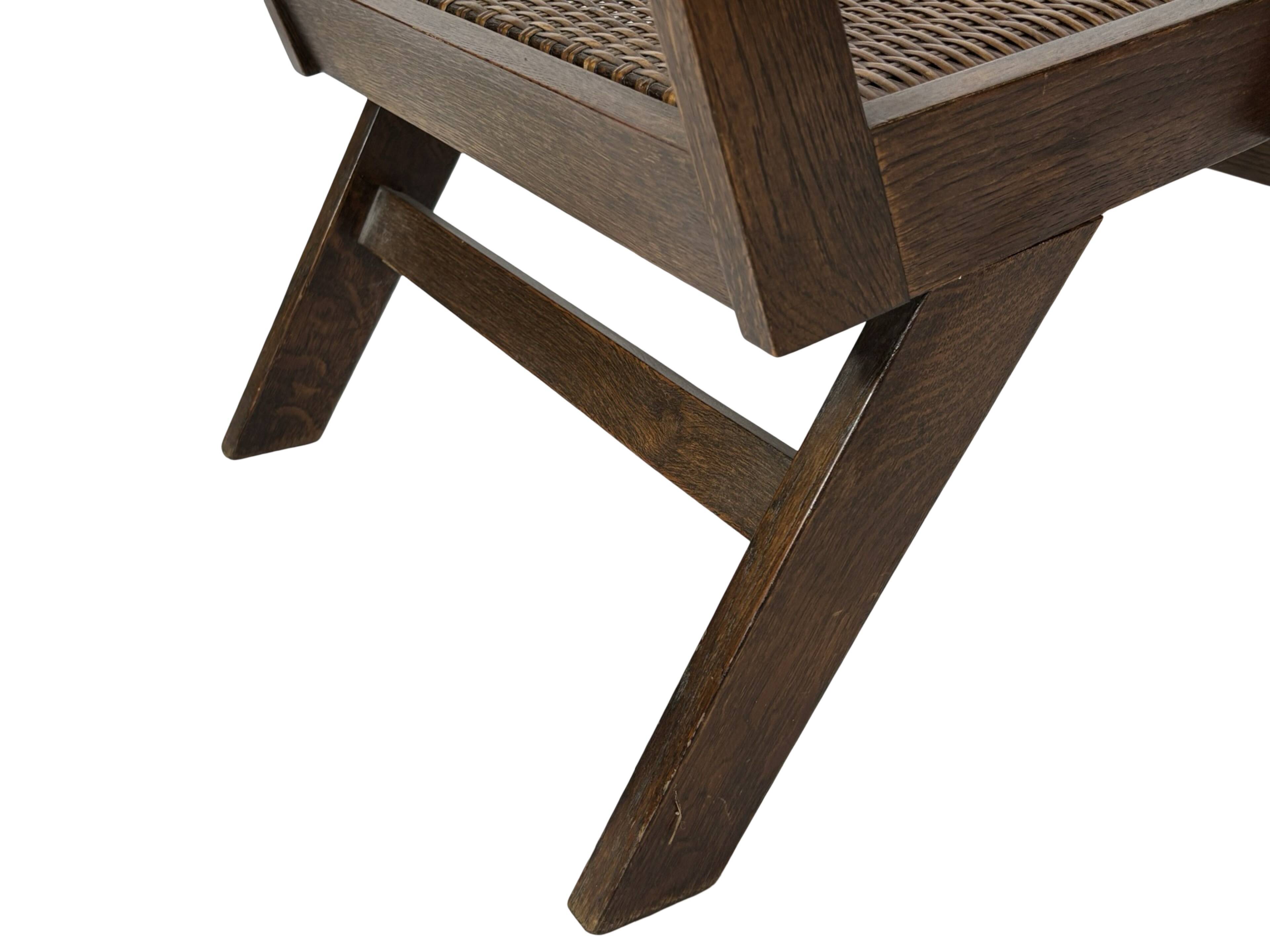 Art Deco oak armchair with webbing 1950s minimalist