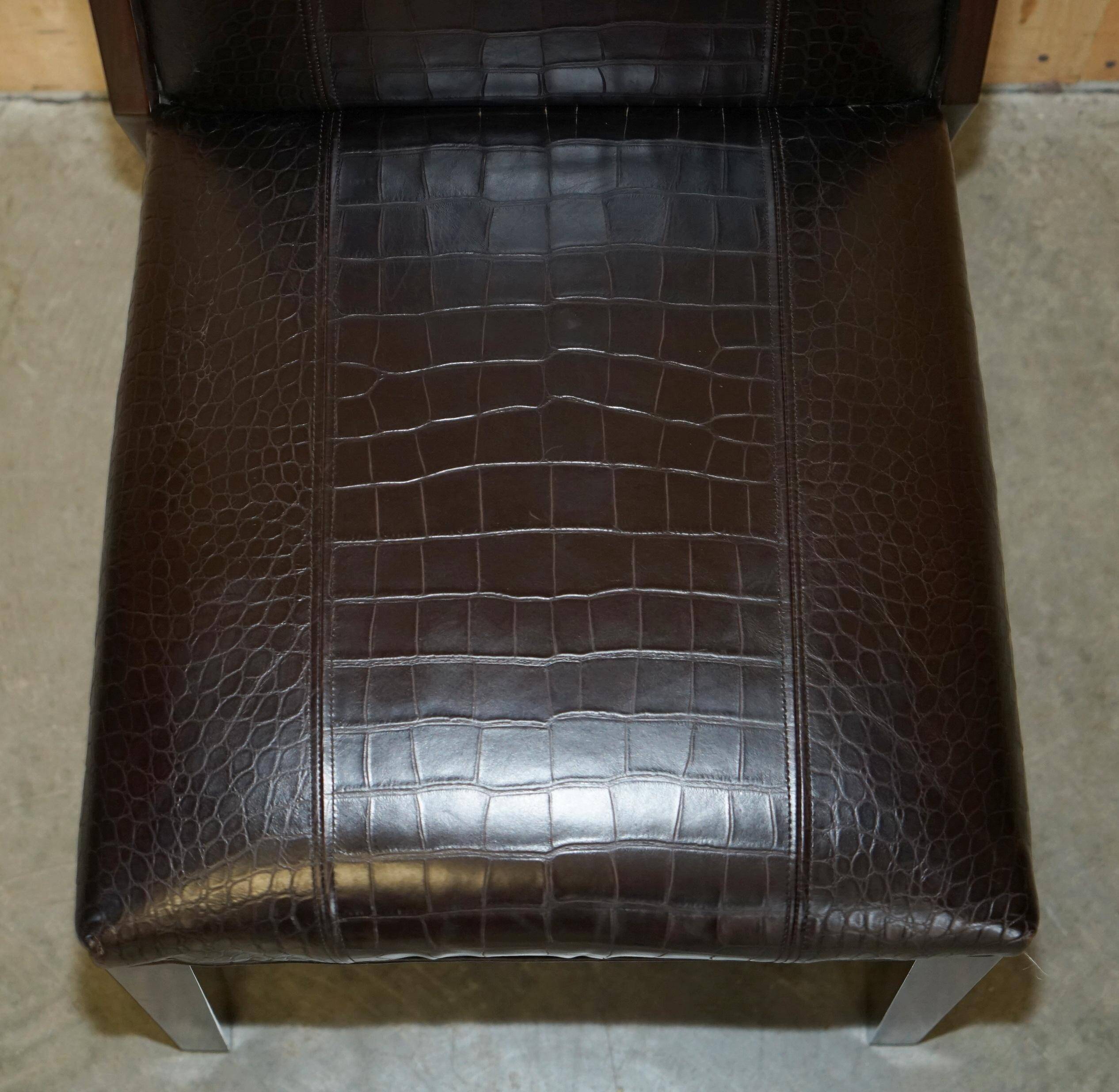 Chaises d'appoint Ralph Lauren Metropolis cuir patiné crocodile