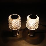 1970s Pair of Nightstands Glass Lamps by Kamenicky Senov, Czechoslovakia