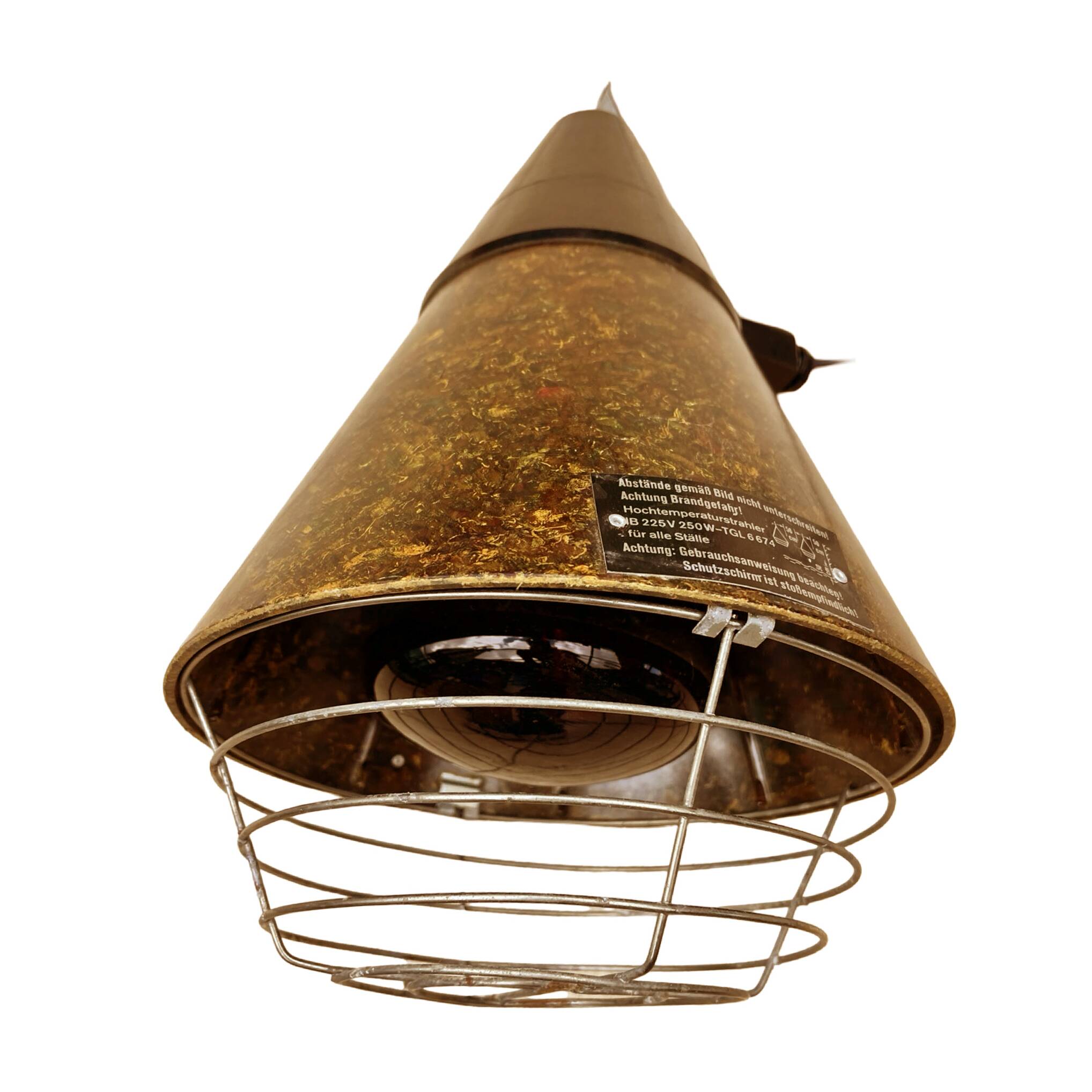 Industrial hanging lamp, heating, Narva Leuchen, Germany, 1970s.