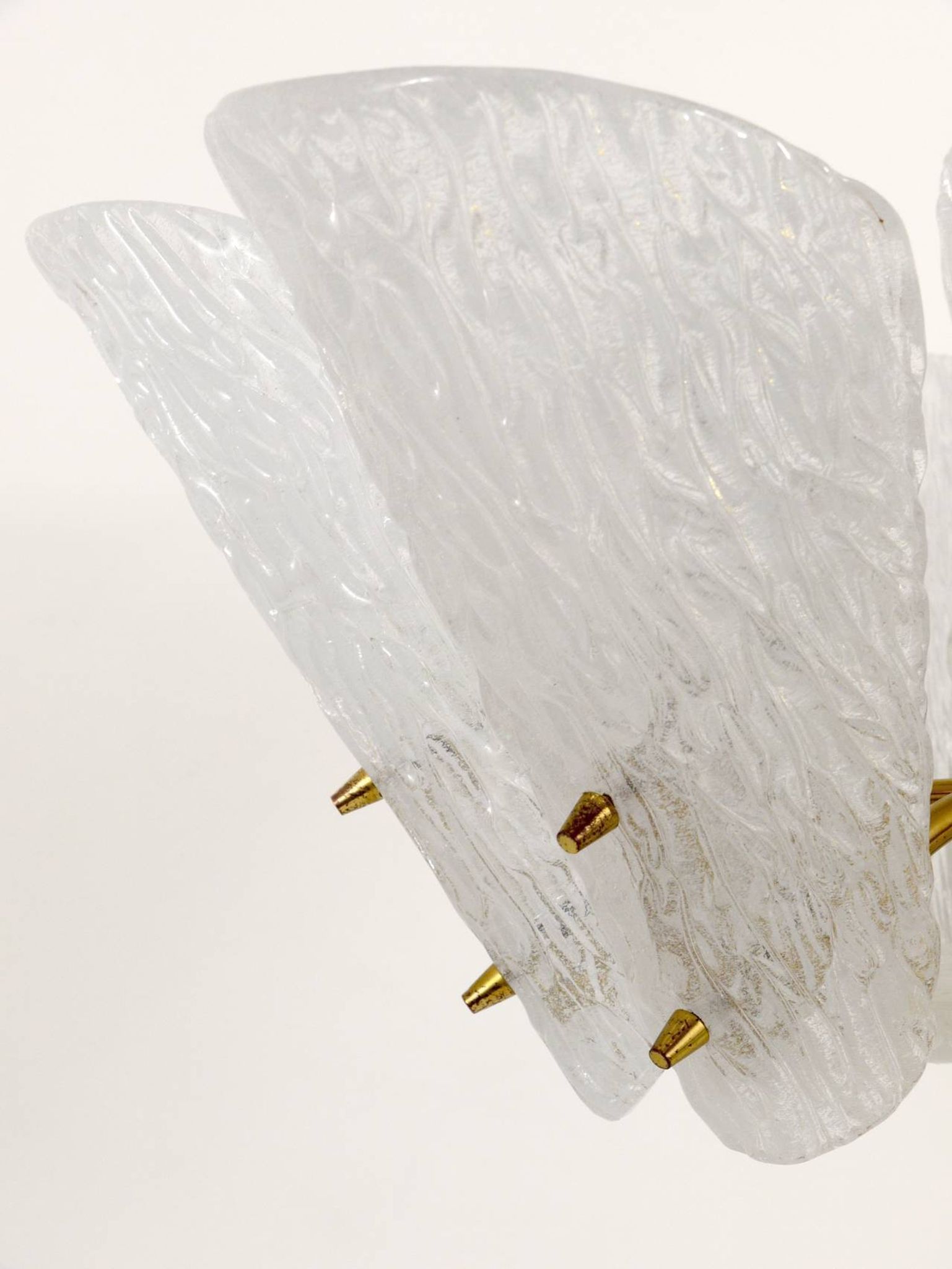 J. T. Kalmar Mid-Century Brass Suspension, Textured White Glass, 1950s