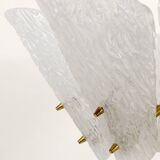 J. T. Kalmar Suspension en Laiton du Milieu du Siècle, Verre Texturé Blanc, Années 1950