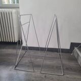 Desk/Table composed of a wooden top and its 2 vintage chrome trestles