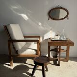 Small oval Art Deco mirror in brown and gold 33x54.