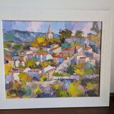 Painting Claude Carvin. Bonnieux, perched village