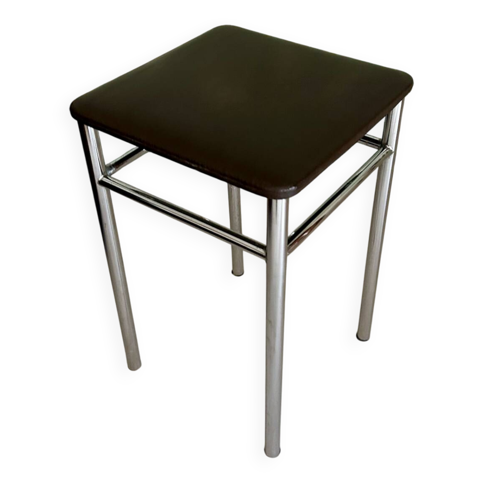 Vintage brown faux leather stool
