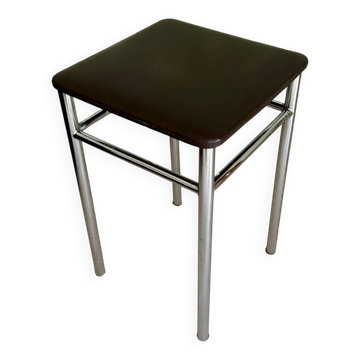 Vintage brown faux leather stool