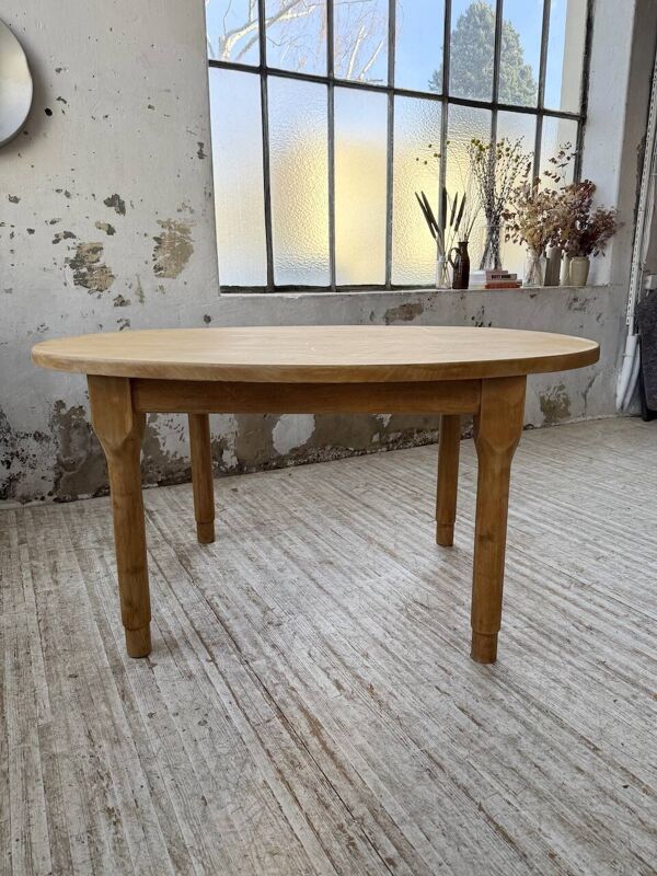 Table de ferme ovale en chêne, 1960
