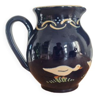 Alsace enamelled stoneware pitcher