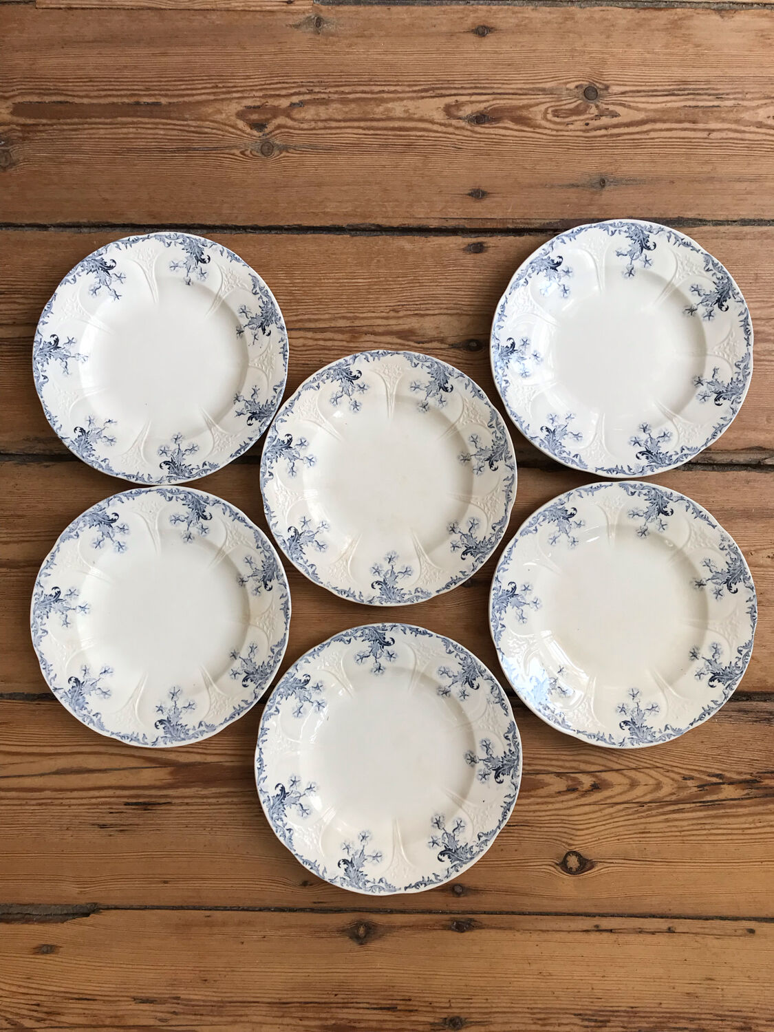 Series of 6 old Longwy flat plates