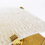 Set of large 1970s Italian brass & Murano glass wall lights