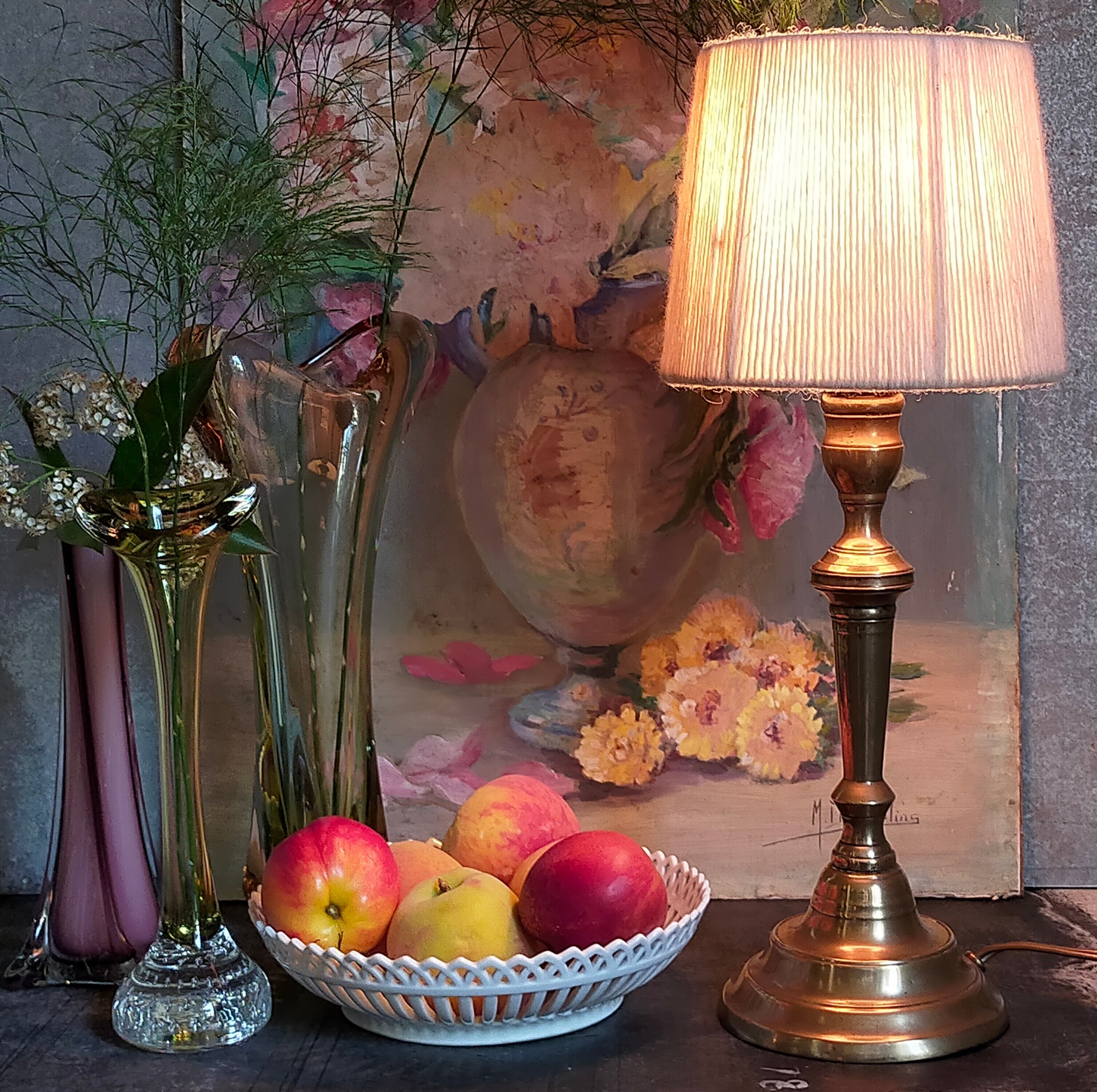 Old solid brass lamp base