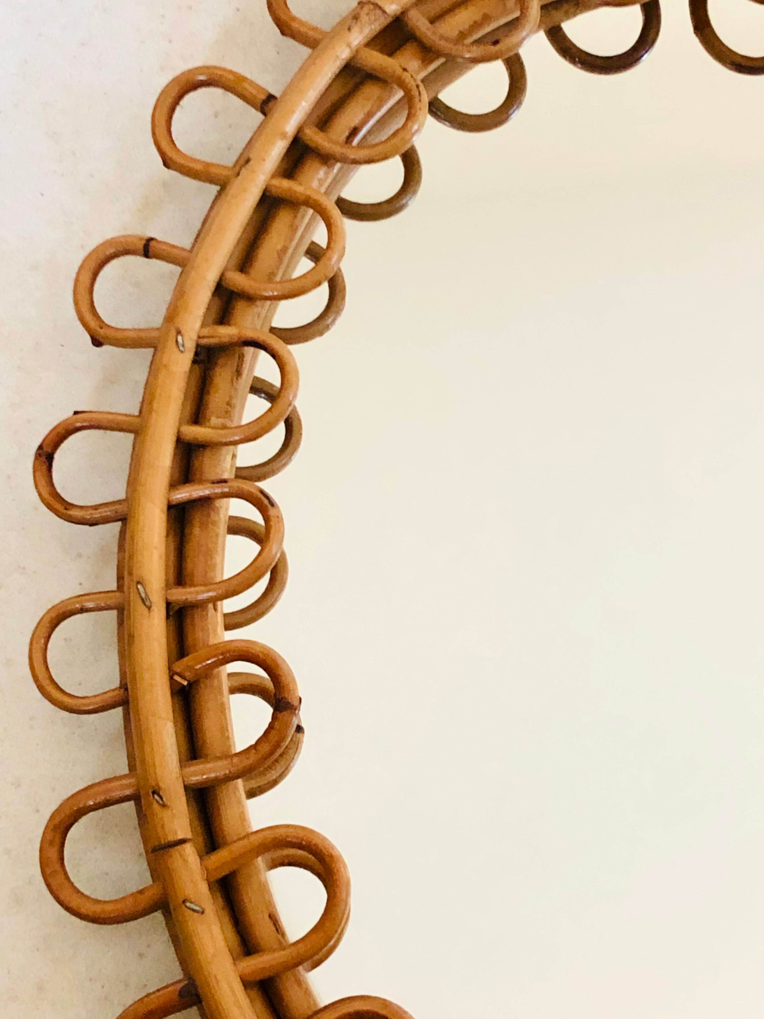 Medium size rattan mirror, Italy 60s