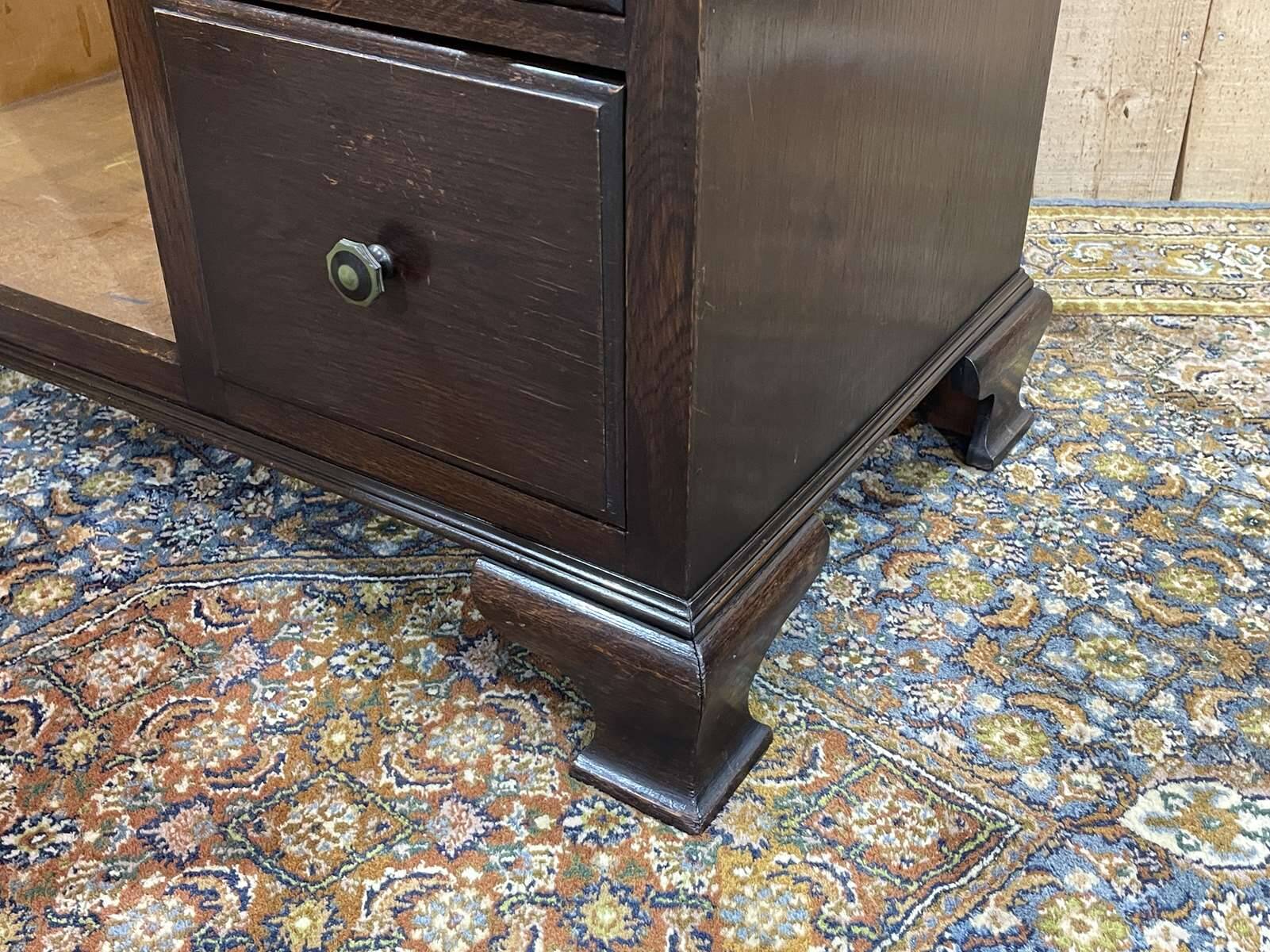 English oak wardrobe with drawers from the 1950s