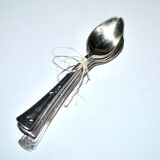 Set of 6 small ART DECO spoons in silver metal - 5 mocha spoons and 1 jam spoon