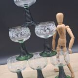 Set of 6 engraved Roemer wine glasses