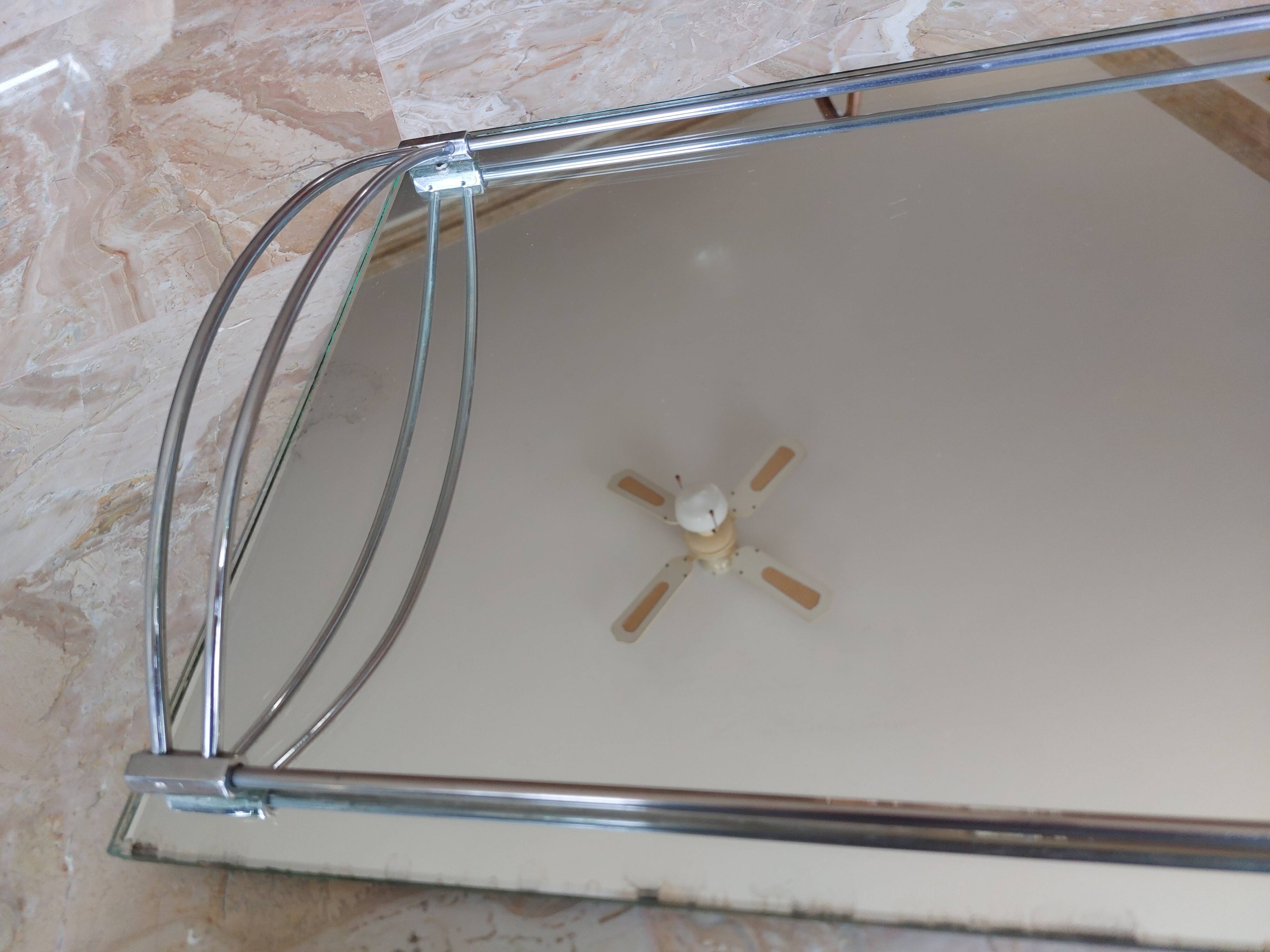 Plateau ancien miroir et chrome époque Art Déco 1930