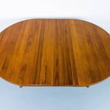 Danish Round Teak Dining Table with Extensions, 1970s