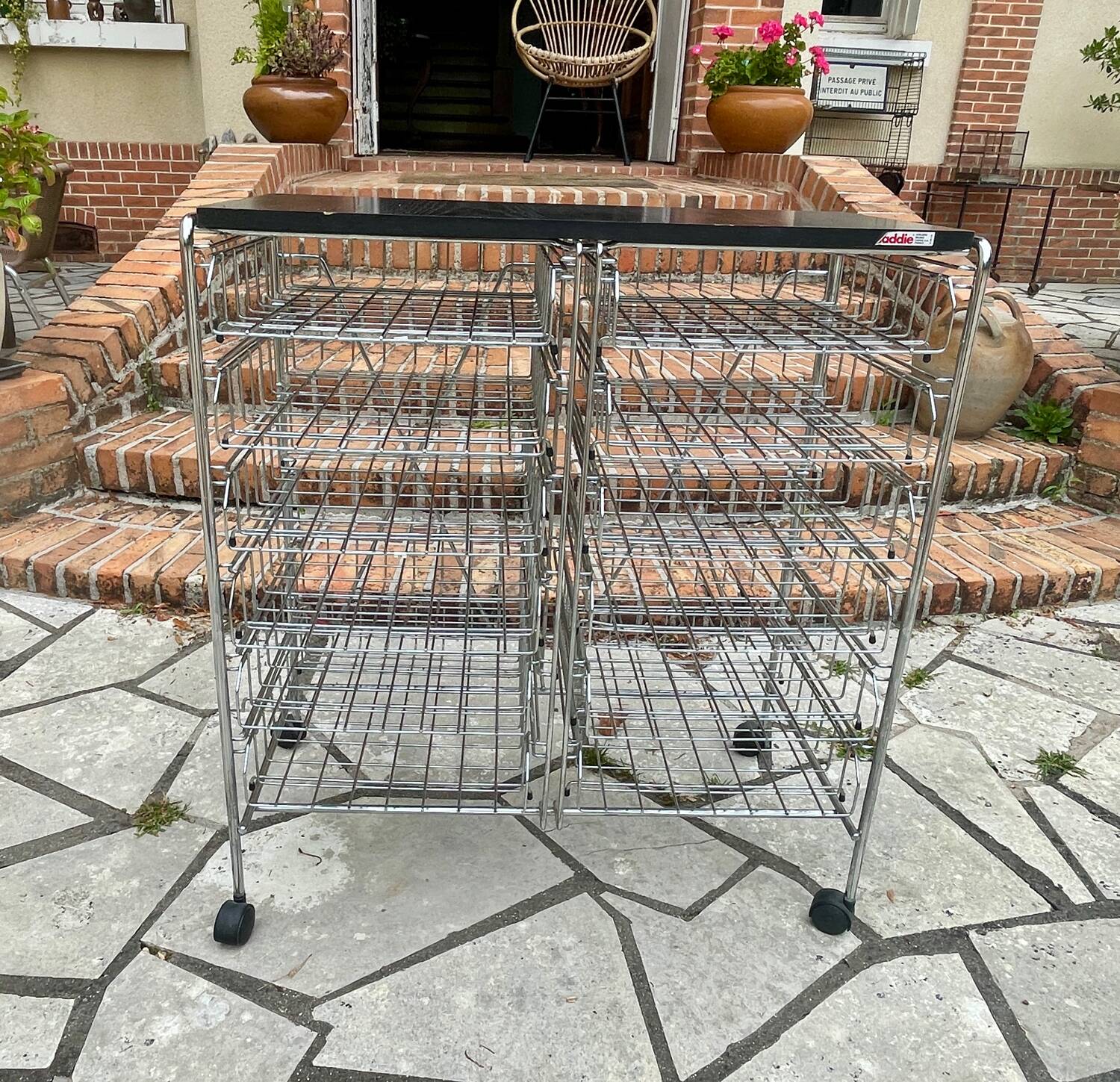 Vintage rolling cart dessert trolley