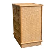 Rattan and woven wicker chest of drawers and mirror, 1970