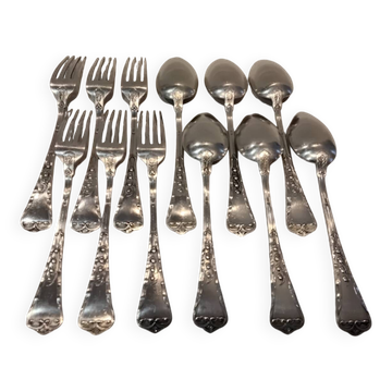 6 couverts de table argent 800 suisse orfèvre Jezler modele muguet