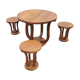 Coffee table and its three art deco stools in blond mahogany 1930