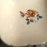 Ancient Saladier in Pink Ceramics by Digoin Sarreguemines Floral Decoration