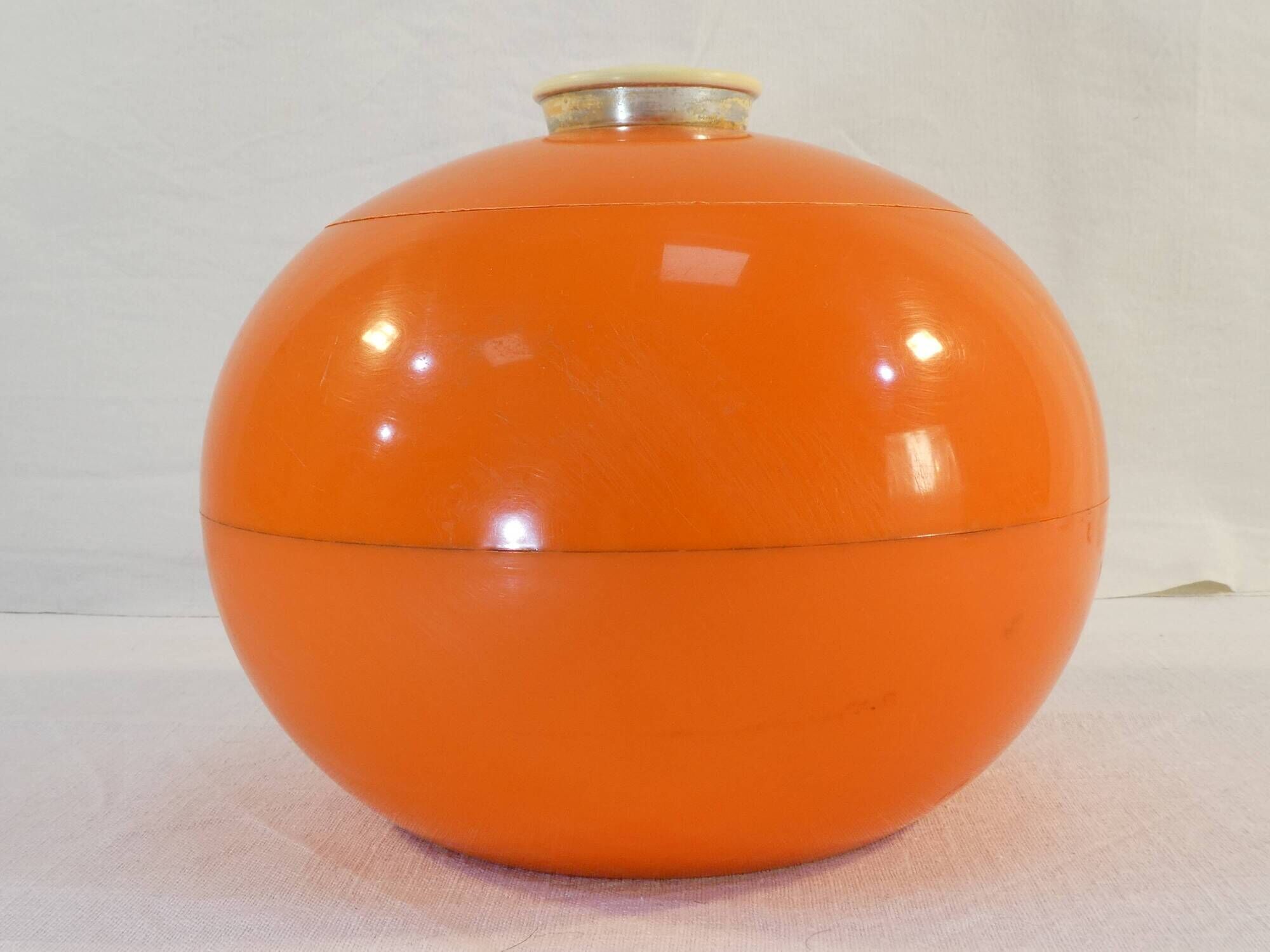 Vintage ice bucket of round shape and orange Brand GALLIA