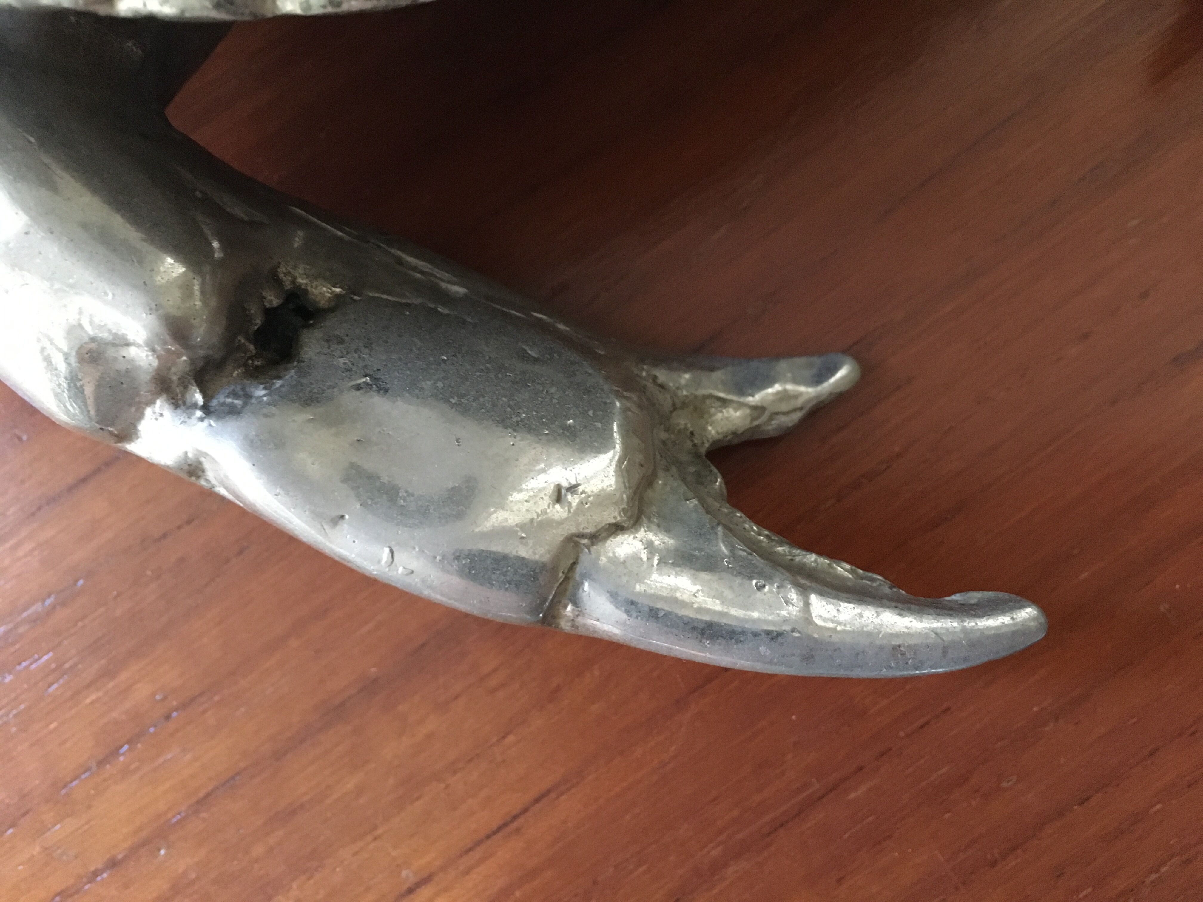 Silver metal box in crab shape