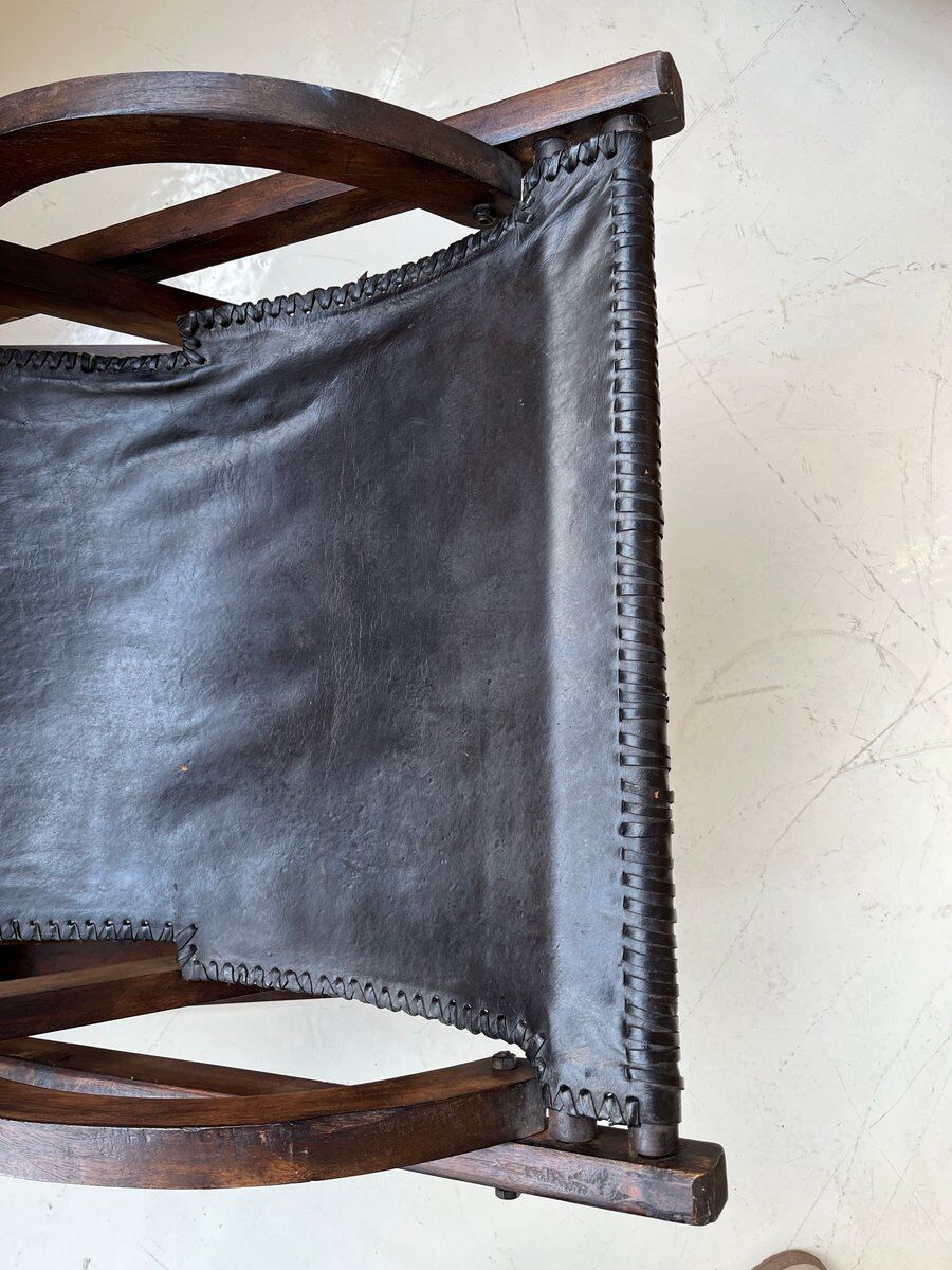 Vintage leather sling chair, 1980s