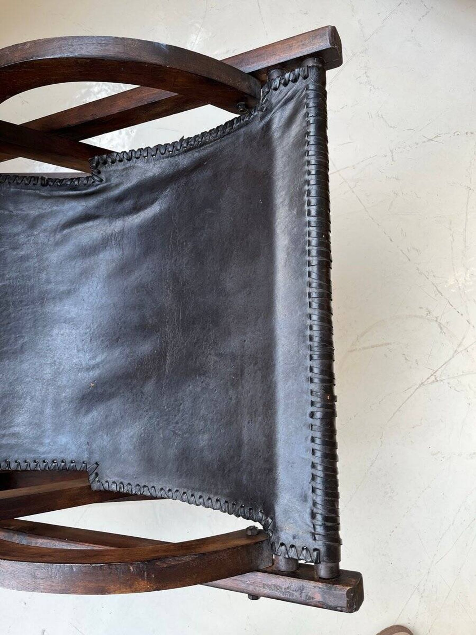Vintage leather sling chair, 1980s