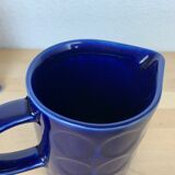 Vintage teapot and pitcher, blue ceramic