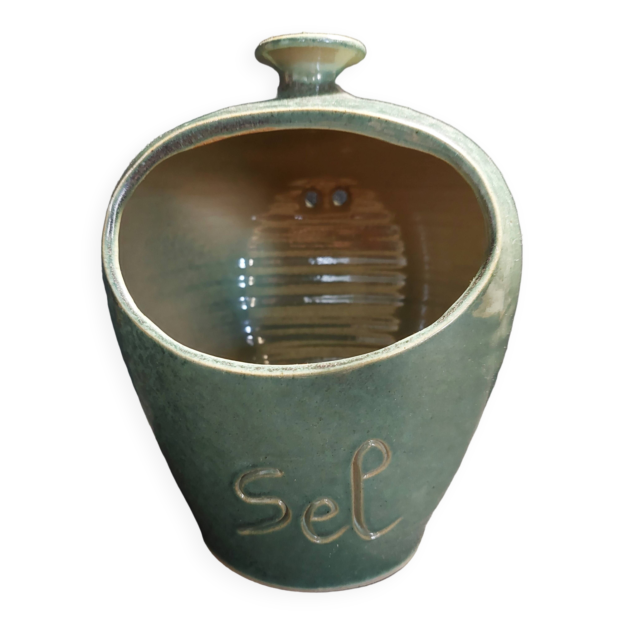 Vintage stoneware salt pot