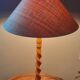 Table lamp in braided blond wood, braided rattan lampshade, 70 years